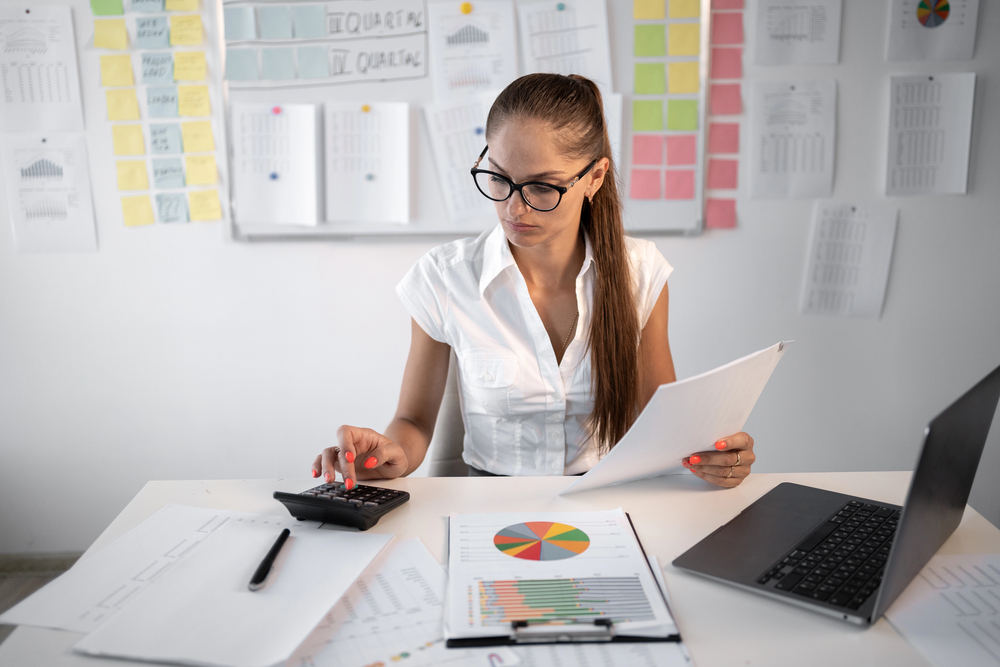 Optometrist accountant working Optometrist accountant working